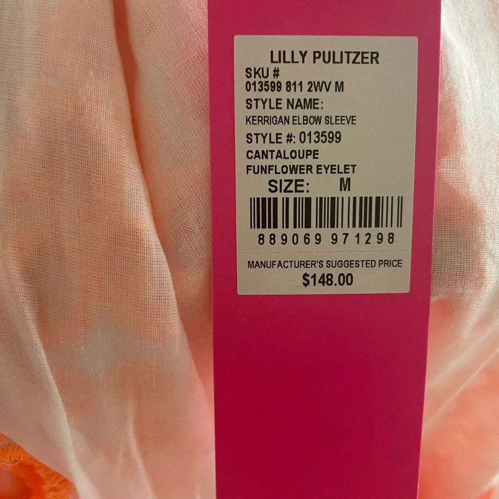 Kerrigan Elbow Sleeve Eyelet Top BNWT M - Picture 2 of 3